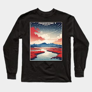 Changnyeong Upo Wetlands South Korea Starry Night Travel Tourism Retro Vintage Long Sleeve T-Shirt